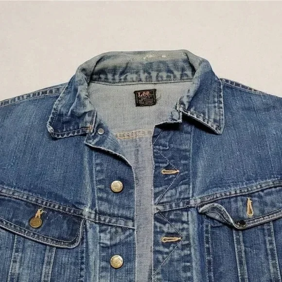 1960s Vintage Lee Sanforized 101-J USA Union Made Distressed Denim Jacket - Picture 3 of 16